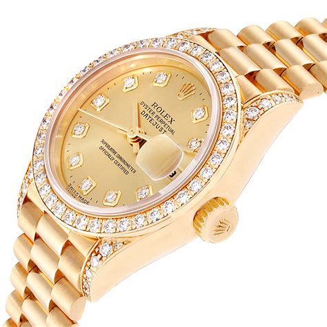 women's gold Rolex with diamonds